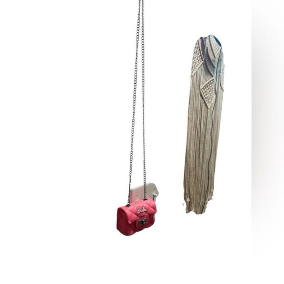 Barbie Pink Quilted Jelly Mini Crossbody Purse Chain Strap Hard Jelly Plastic - Picture 3 of 6